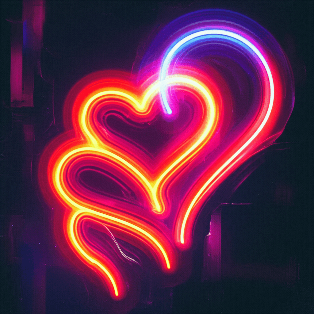 Neon Hearts on Fire 1