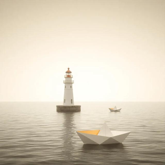 Paper Boat & Lighthouse 1