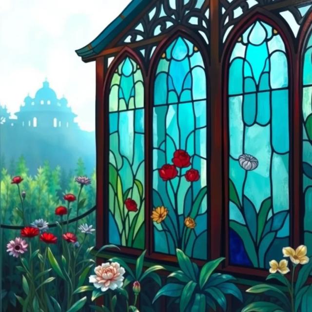 Stained Glass in the Rain 2