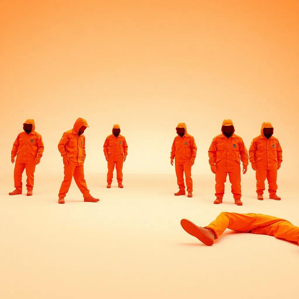 Caviar, White Satin & Orange Jumpsuits 1