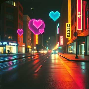 Corazones en Neón